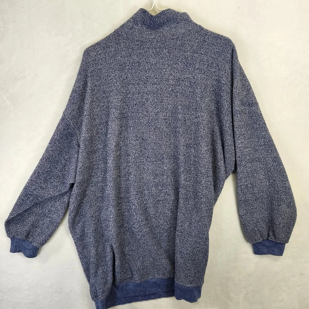 Venezia Jeans Quarter‎ Zip Fleece Pullover Mens 2X Blue Speckled Mock Neck